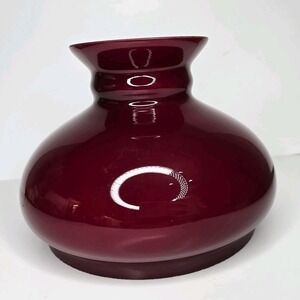 Vtg Ruby Red Cased Student Lamp Shade Smooth Top Glass  7" Fitter Tam O Shanter